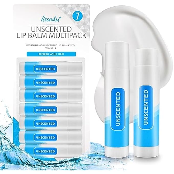SOL 7PK UNSCENTED LIP BALM MULTIPACK MOISTURISER & HYDRATING LIPBALM REPAIR FOR DRY, CHAPPED LIPS WITH VITAMIN E - LONG-LASTING LIP CARE STICKS FOR HOME, OFFICE, OR ON-THE-GO USE - Image 1
